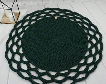 Knitted Rug, Round Crocheted Rug Circle Braided Nursery Rug Mat, 45 Colors Available, Home Decor Gift, Nursery Decor, Baby Room Decor