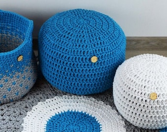 Pouf in cotone all'uncinetto: pouf in stile scandinavo, cuscino da meditazione