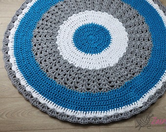 Crochet Round Rug: Handmade Cotton Nursery Decor