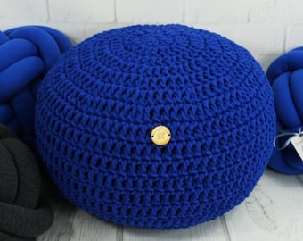 Pouf ottoman Floor pouf Bean bag chairs Nursery décor Crochet pouf Meditation pillow Pouffe Knitted rope pouf Outdoor ottoman Lounge seat