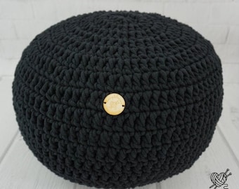 Handmade Crochet Cotton Pouf: Scandinavian Style Ottoman