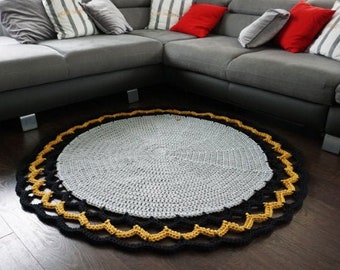 Crochet rug round with lace Handmade rug Scandinavian rug Nursery decor Floor rug Cotton rug Natural rug Area modern rug for home Doily Rug