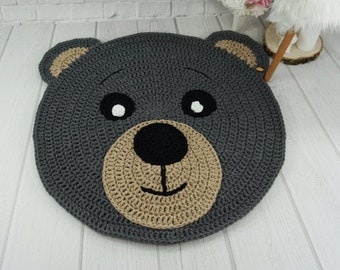 Crochet Bear Rug: Handmade Cotton Nursery Decor