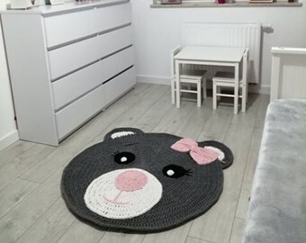 Crochet rug for baby room Handmade bear crochet Nursery bear rug Kids rug Play mat Baby carpet Carpet for kids Teddy bear rug for kids room