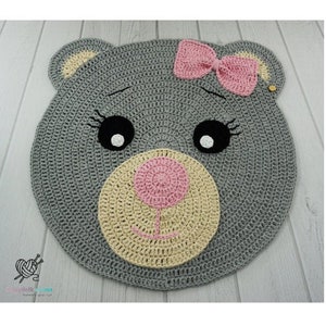 Bear nursery decor Teddy bear rug for baby room Kids nursery rug Forest nursery rug Crochet rug Rug for girls Animal rug Bear rug Kids mat