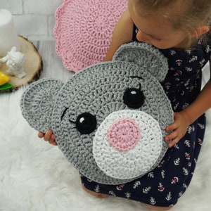 Bear pillow Nursery decor Throw pillow Baby shower gift Kids cushion Teddy bear pillow Plush bear toy kid room decor Gray baby bear cushion