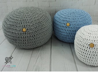 Handmade Cotton Crochet Pouf: Scandinavian Style Ottoman