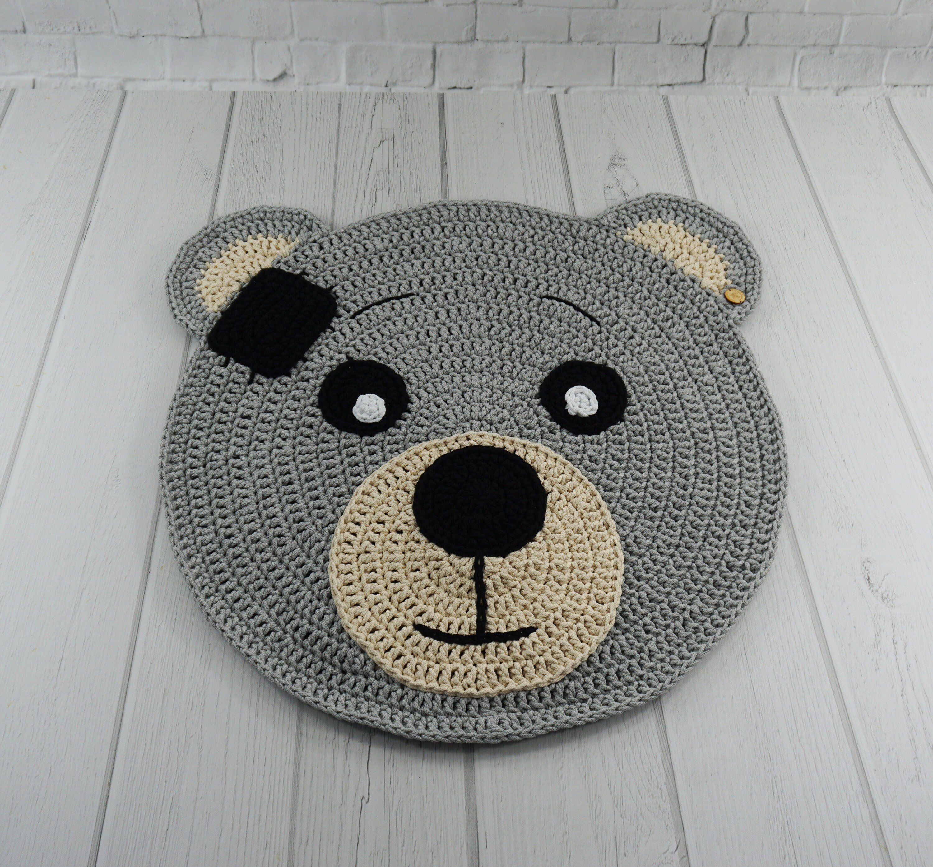 Classic Teddy Bear Rug Gray teddy round rug Bear nursery rug Etsy