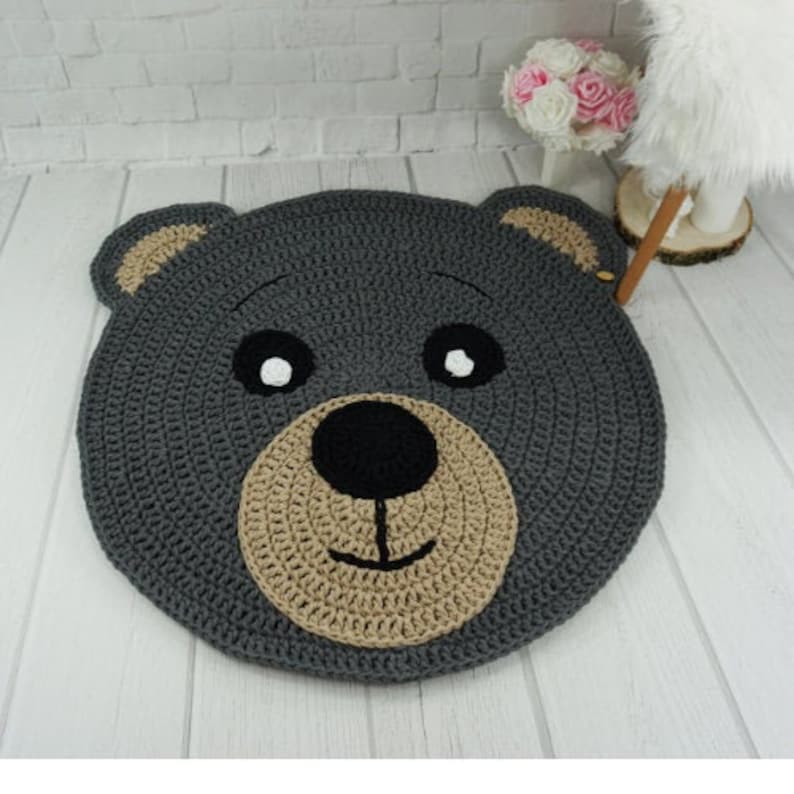 Teddy Bear Crochet Rug for Baby Room Bear Rug Nursery Forest Etsy