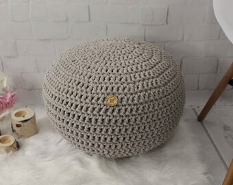 Pouf da terra in cotone lavorato a maglia fatto a mano: pouf da terra beige chiaro
