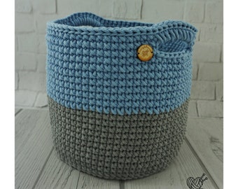 Large crochet storage basket Big toys basket Laundry basket Nursery decor Round bin basket Modern home storage Cotton standing basket Toys