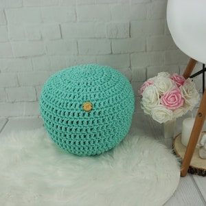 Round floor Ottoman pouf for baby room Meditation pillow Footstool Pillow Bean Bag Floor cushion Knit nursery pouf Fuchsia crochet pouf image 5