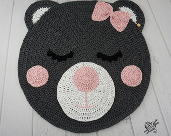 Crochet Bear Rug: Handmade Cotton Nursery Mat