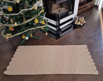 Handmade Crochet Cotton Rug: Scandinavian Style Floor Carpet