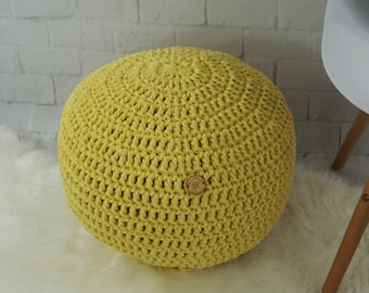 Pouf ottoman Floor pouf Bean bag chairs Nursery décor Crochet pouf Meditation pillow Pouffe Knitted rope pouf Outdoor ottoman Lounge seat