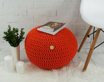 Pouf ottoman Floor pouf Bean bag chairs Nursery décor Crochet pouf Meditation pillow Pouffe Knitted rope pouf Outdoor ottoman Lounge seat