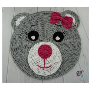 Bear nursery decor Teddy bear rug for baby room Kids nursery rug Forest nursery rug Crochet rug Rug for girls Animal rug Bear rug Kids mat