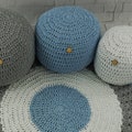 Handmade Knit Cotton Pouf: Round Floor Ottoman, Meditation Pillow