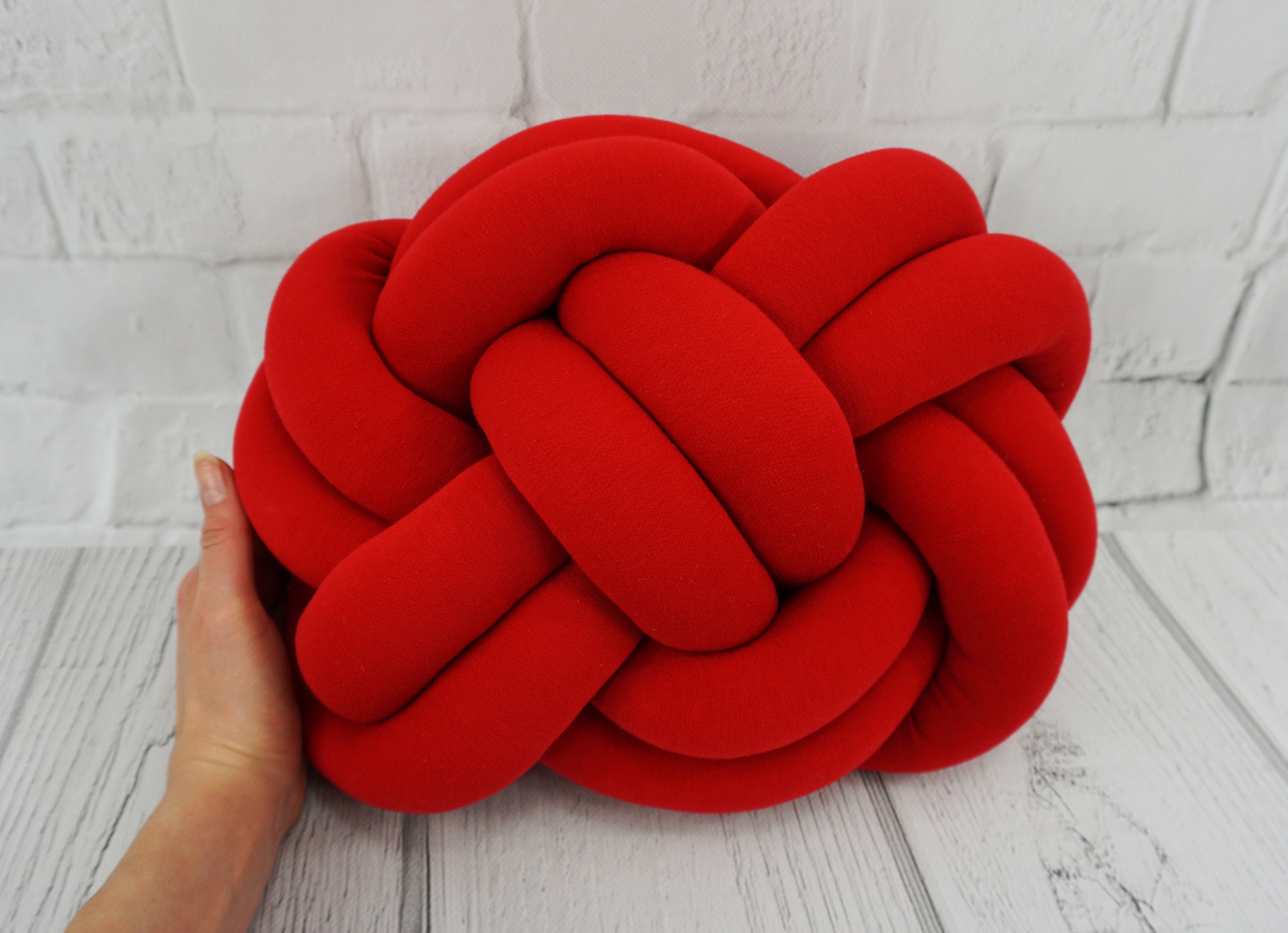 Red knot pillow Large knot pillow Knot cushion Decorative Etsy