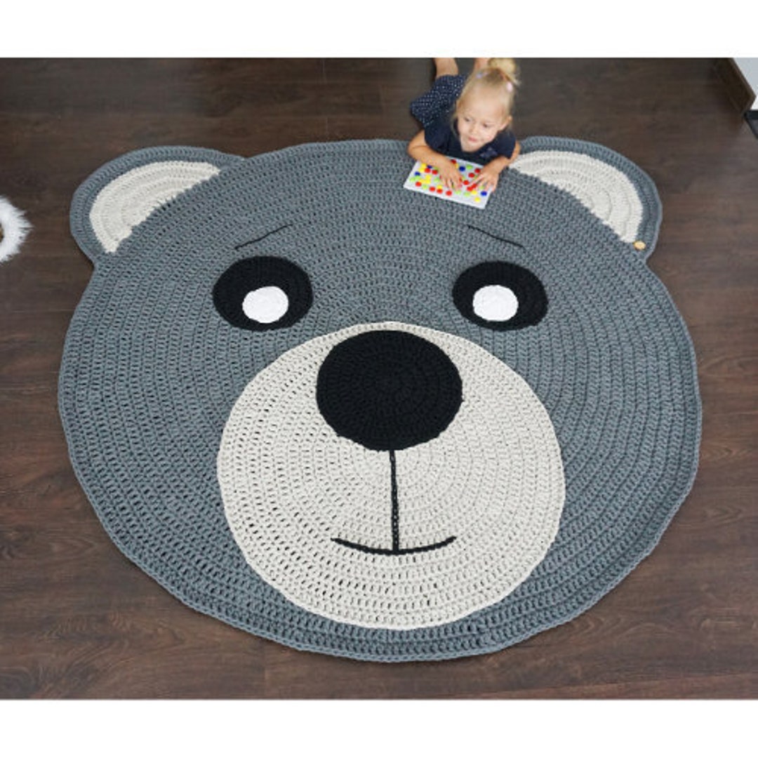 Teddy Bear Crochet Rug for Baby Room Bear Rug Nursery Forest Nursery