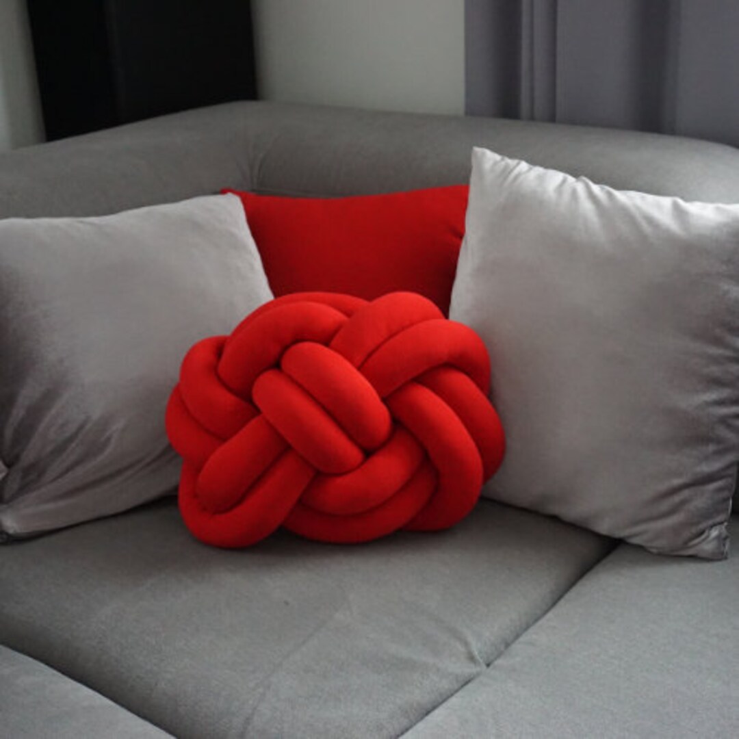Red Knot Pillow Large Knot Pillow Knot Cushion Decorative Etsy