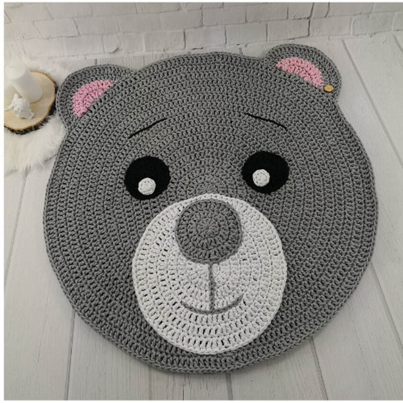 Teddy Bear Crochet Rug for Baby Room Bear Rug Nursery Forest Etsy
