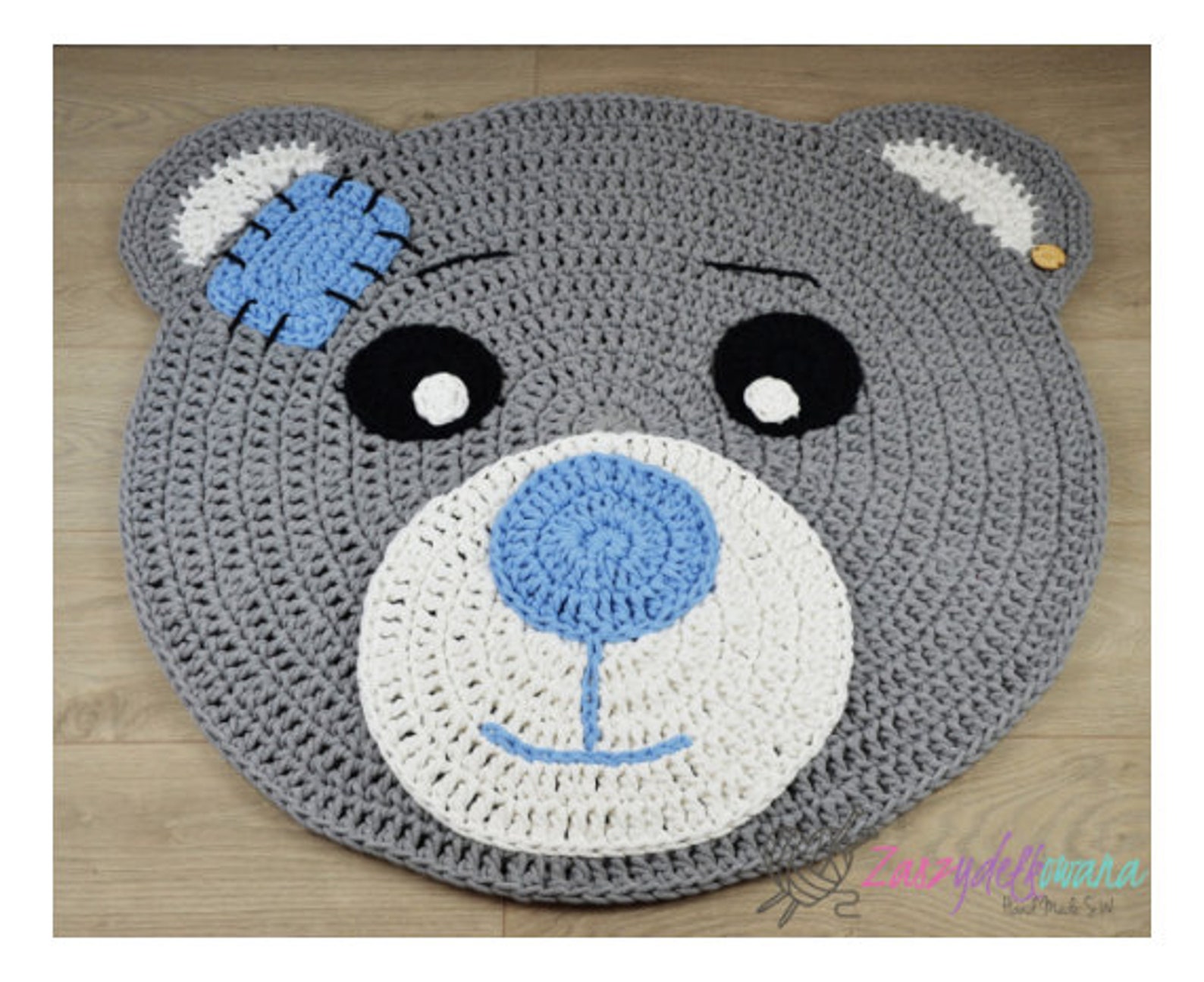 Crochet Bear Rug With a Patch for a Child Personalized Teddy - Etsy