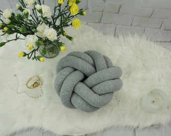 Flat Circle Knot pillow Knot cushion Decorative pillow Cotton pillow Decorative cushion Round pillow Trendy pillow Size 11,81" x 11,81"