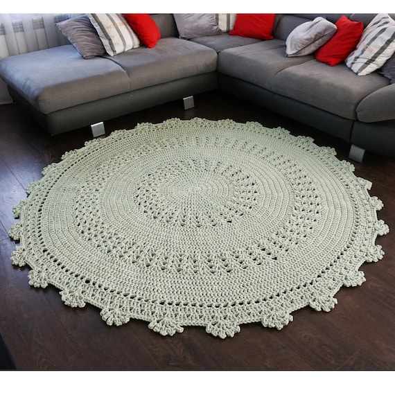 Round Knitted Rug: 45 Color Choices, Crochet Nursery Mat