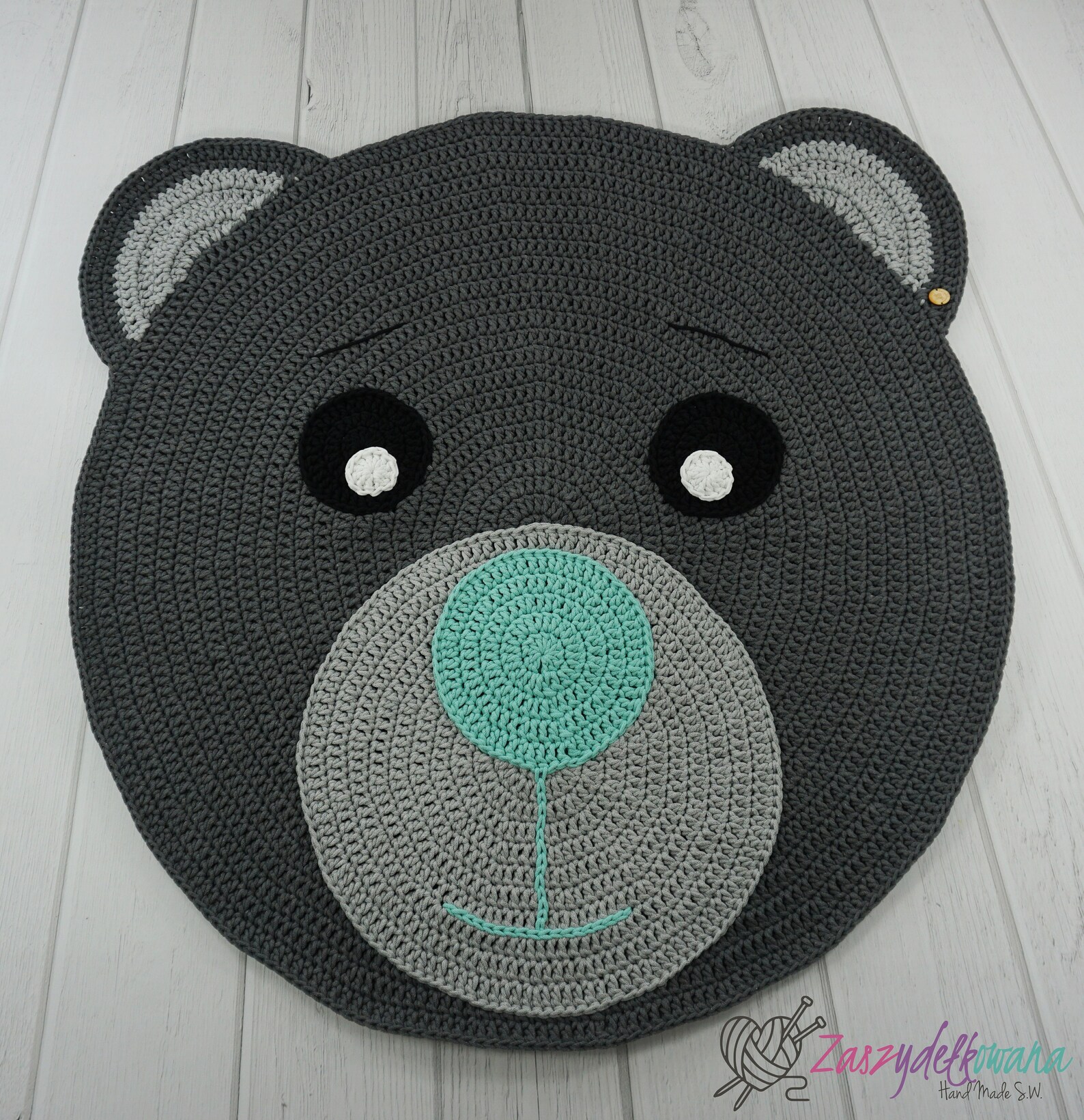 Crochet Rug for Baby Room Handmade Bear Crochet Nursery Bear Rug Kids ...