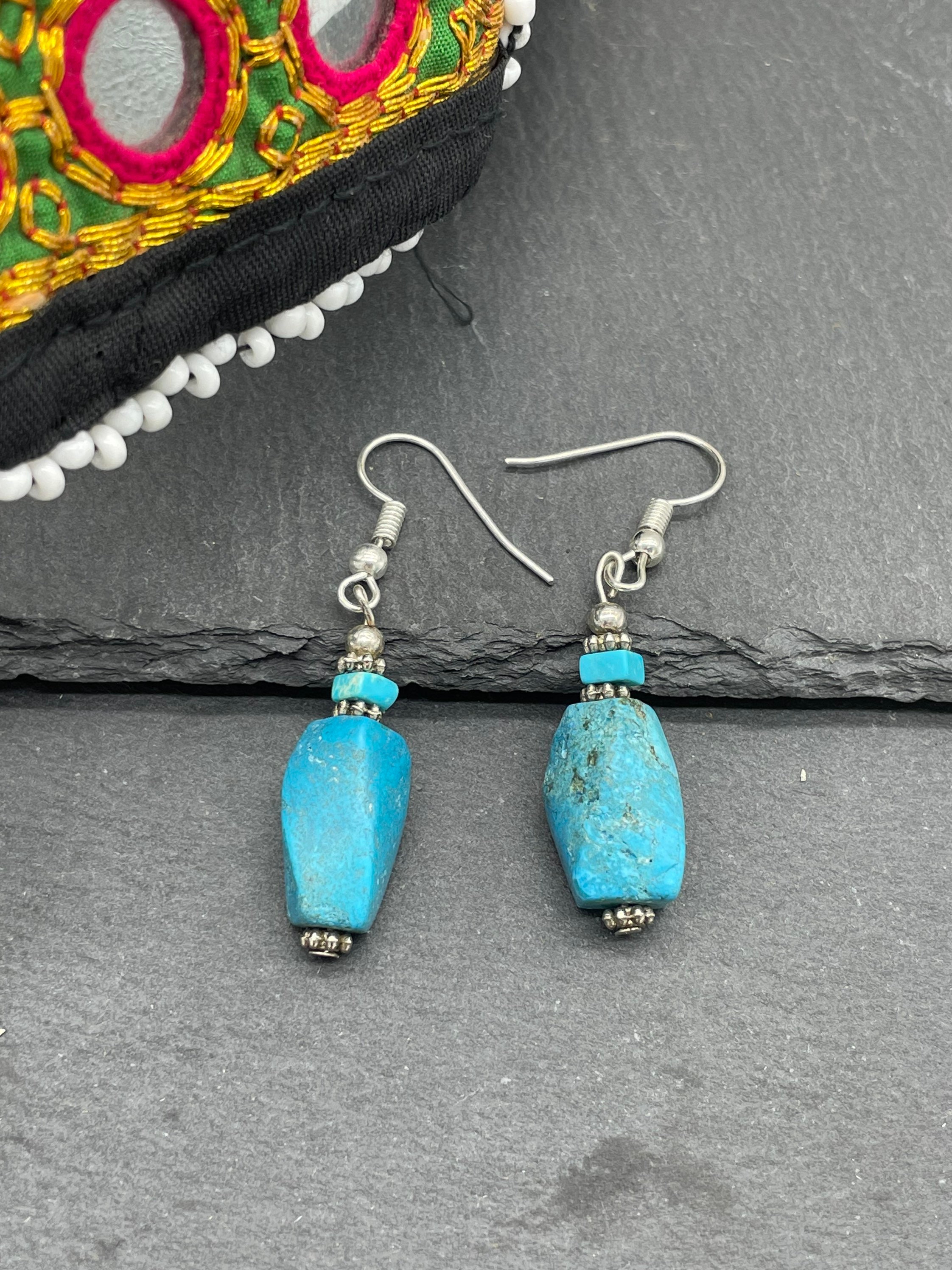 Tibetan Turquoise Earrings Turquoise Earrings Ethnic Turquoise