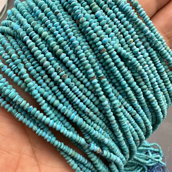 Perles turquoise véritable / perles graines turquoise naturelle / perles rondelles 2mm