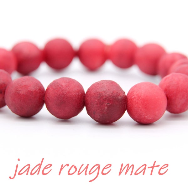 10 mm natural red jade bracelet, Matte jade bracelets for men, Women's bracelets Pearl bracelet Precious stone