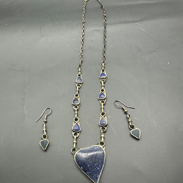 Parure ethnique lapis lazuli / bijoux ethniques femme / collier lapis lazuli / boucle d'oreille lapis lazuli