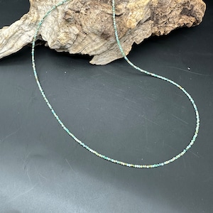 Turquoise necklace - fine turquoise pearl choker necklace - minimalist turquoise pearl necklace
