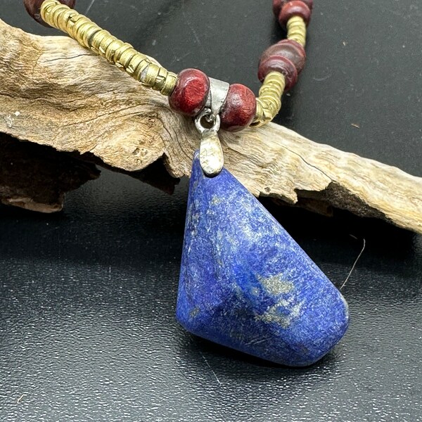 Collier Kuchi en lapis lazuli naturel / collier style ethnique pour homme / collier femme bohème / bijoux afghan / cadeau unique boho