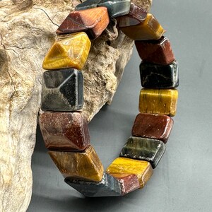 Tiger eye bracelet Natural stone men's bracelet, women's bracelet / flat bead bracelet