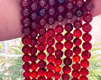 Perles en Pierre Naturelle et Semi-Précieuse de Cornaline pour vos création unique - Perles cornaline 8mm