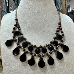 Bohemian necklace / Afghan ethnic necklace / tribal jewelry / Indian necklace / large bib necklace - tourmaline necklace