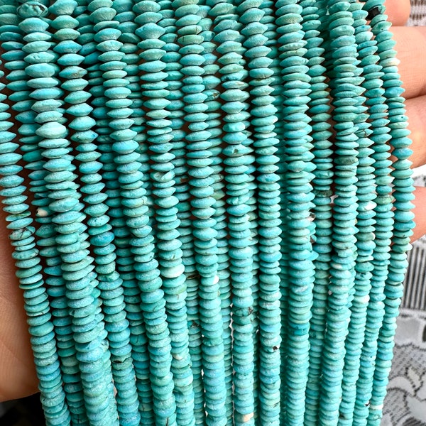 Perles turquoise véritable / perles graines turquoise naturelle / perles rondelles 4mm / 200 perles