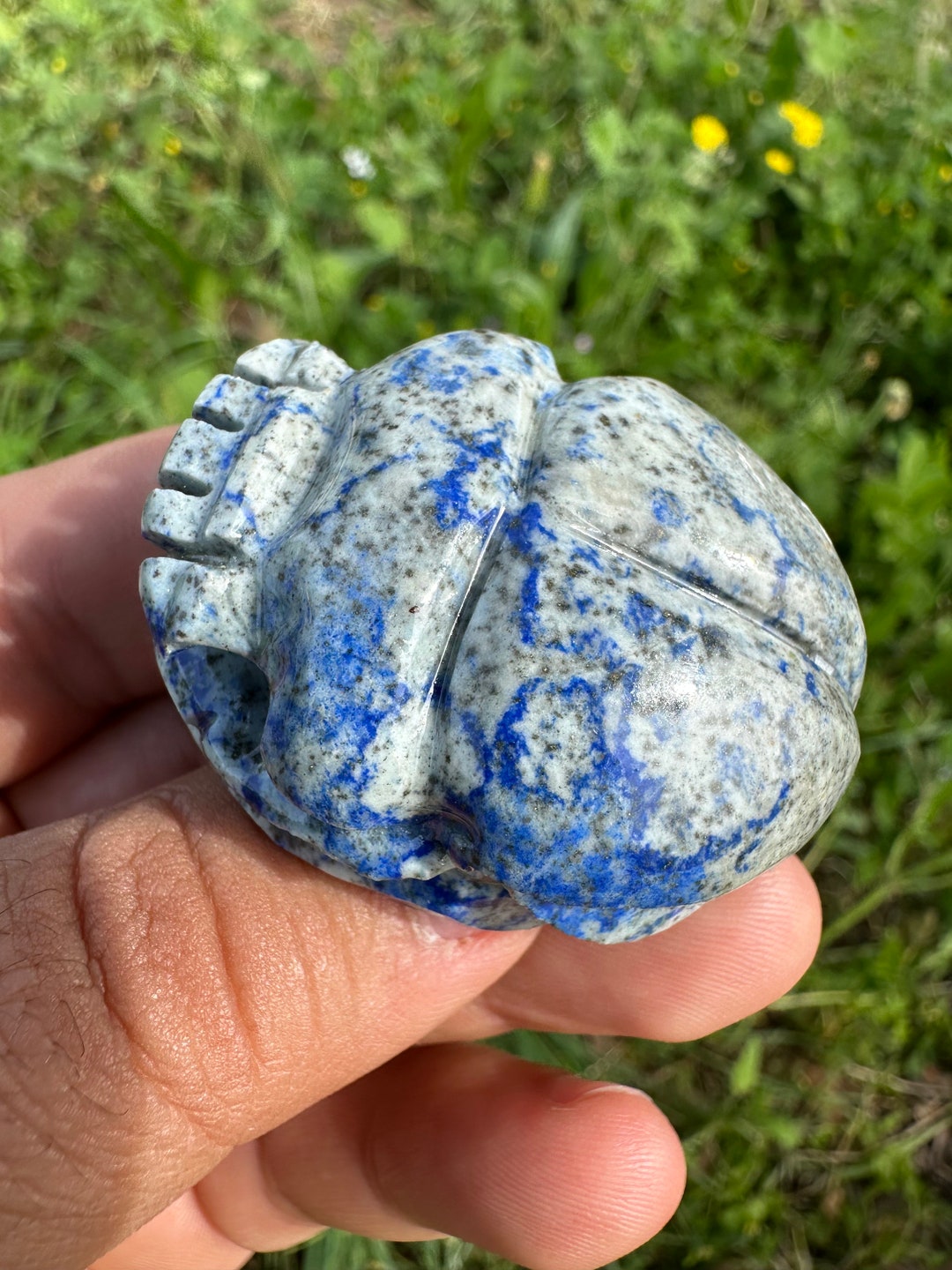 Lot De 3 Scarabées égyptiens Sculptés En Lapis-lazuli - Artisanat Fait Main D'Égypte - Neuf Avec étiquettes