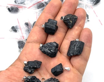 lot of 10 Raw black tourmaline pendant, tourmaline / 1pc 5pc 10pc