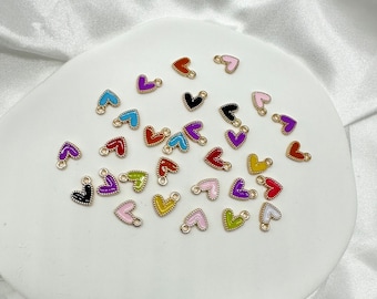 gold email charms / email heart pendant / berloque charm jewelry creations / charm pendant / multicolor enamel / bracelet pendant