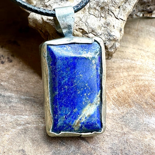 Pendentif Homme pierre lapis-lazuli, collier homme pierre naturelle/ PL045