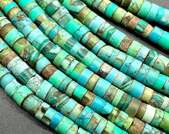 Echte turquoise kralen / natuurlijke turquoise rocailles - Malachietkralen - 4 mm rondelle kralen