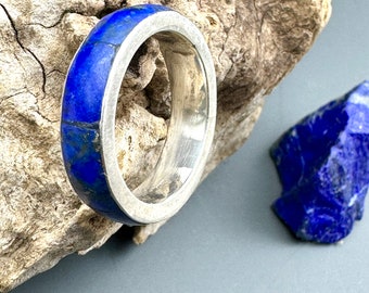 Men's ring in 925 silver, natural lapislazuli stone ring, lapis lazuli ring, handmade ring, men's signet ring