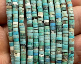 real turquoise beads - Turquoise seed beads, Small cylinder turquoise beads, Turquoise beads in tube, Afghan beads