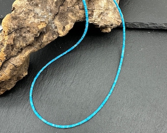 Genuine Turquoise Necklace, Arizona Turquoise, Natural Turquoise - Minimalist Delicate Turquoise Bead Necklace