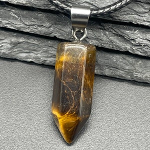 Pendentif œil de tigre -  Pierre de protection- Collier pierre naturelle -  Bijou œil de tigre-  Collier pierre énergétique - Cadeau maman