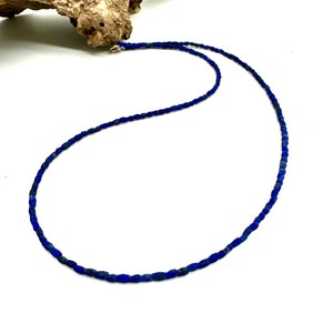 minimalist necklace lapis lazuli stone beads 925 silver / women&#39;s choker necklace, Christmas gift